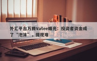 外汇平台万腾Vatee曝光：投资者资金成了“泡沫”，提现难