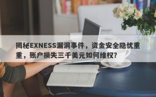 揭秘EXNESS漏洞事件，资金安全隐忧重重，账户损失三千美元如何维权？