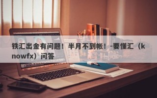 铁汇出金有问题！半月不到帐！-要懂汇（knowfx）问答