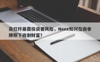 高杠杆暴露投资者风险，Neex如何在南非牌照下收割财富？