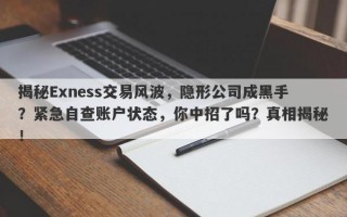 揭秘Exness交易风波，隐形公司成黑手？紧急自查账户状态，你中招了吗？真相揭秘！