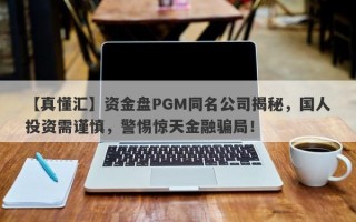 【真懂汇】资金盘PGM同名公司揭秘，国人投资需谨慎，警惕惊天金融骗局！