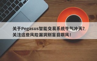 关于Pegasus智能交易系统牛气冲天？关注这些风险漏洞别盲目跟风！