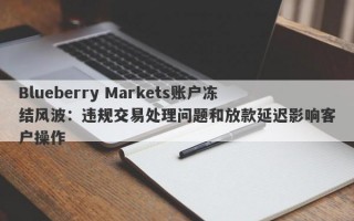 Blueberry Markets账户冻结风波：违规交易处理问题和放款延迟影响客户操作