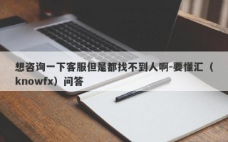 想咨询一下客服但是都找不到人啊-要懂汇（knowfx）问答