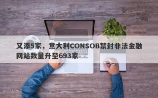 又添5家，意大利CONSOB禁封非法金融网站数量升至693家