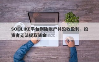 SOOLIKE平台删除账户并没收盈利，投资者无法提取资金