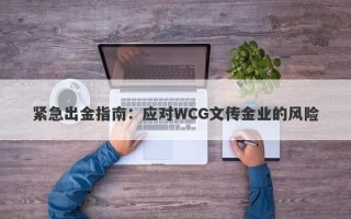 紧急出金指南：应对WCG文传金业的风险