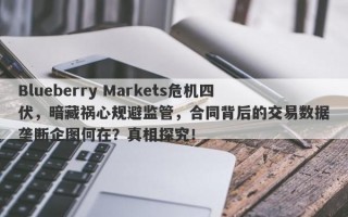 Blueberry Markets危机四伏，暗藏祸心规避监管，合同背后的交易数据垄断企图何在？真相探究！