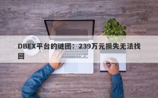 DBEX平台的谜团：239万元损失无法找回