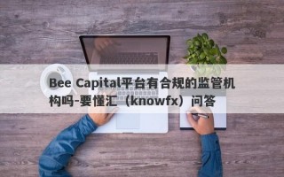 Bee Capital平台有合规的监管机构吗-要懂汇（knowfx）问答