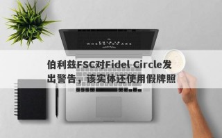 伯利兹FSC对Fidel Circle发出警告，该实体还使用假牌照