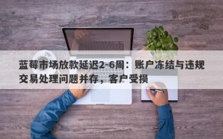 蓝莓市场放款延迟2-6周：账户冻结与违规交易处理问题并存，客户受损