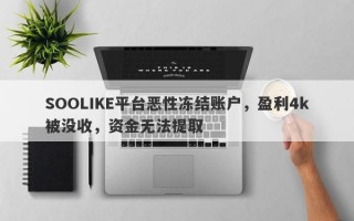 SOOLIKE平台恶性冻结账户，盈利4k被没收，资金无法提取