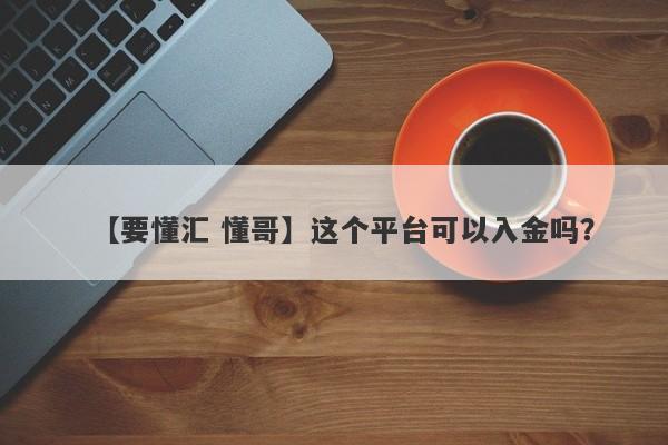 【要懂汇 懂哥】这个平台可以入金吗？
-第1张图片-要懂汇圈网